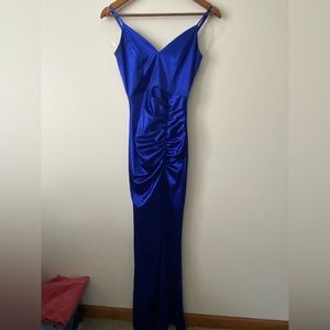 Blue Silk Dress with Slit